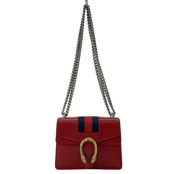 Gucci Handbags - Auth GUCCI Dionysus 421970 Red Navy Leather Shoulder Bag